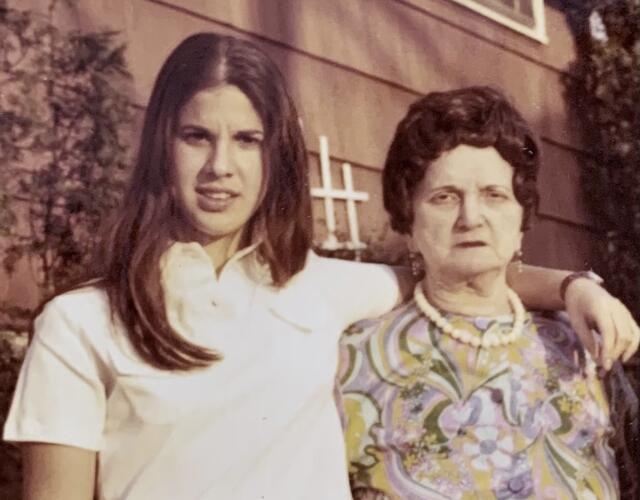 Leora Krygier and her grandmother Rachel Halperin, 1970