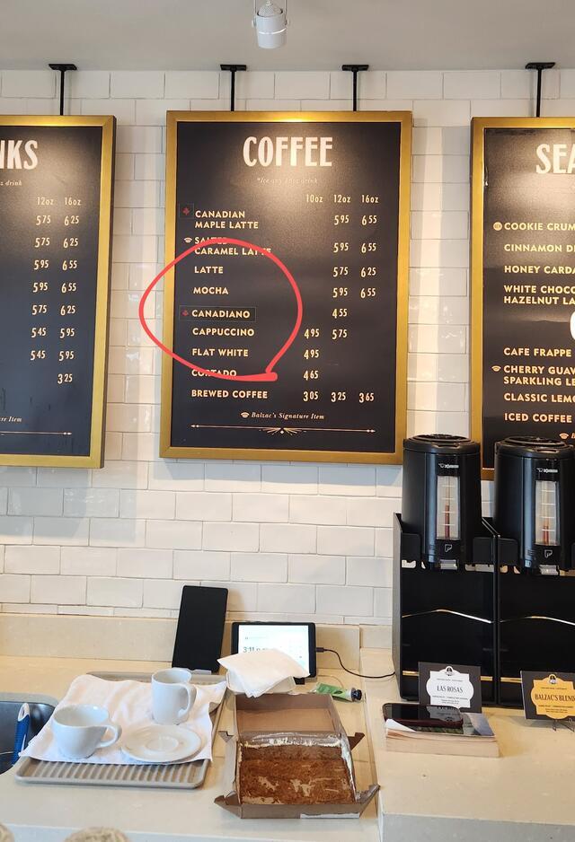 Canadiano cafe sign