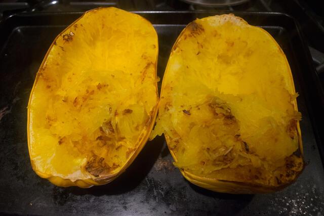 Preparing the Spaghetti Squash 