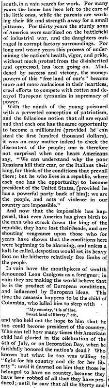 "The Tragedy at Buffalo" Article by Emma Goldman from Free Society, October 6, 1901, Page 2