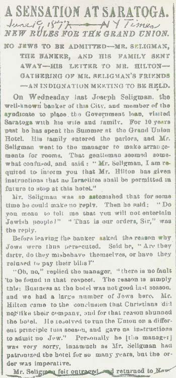 "A Sensation at Saratoga" from the New York Times, June 19, 1877