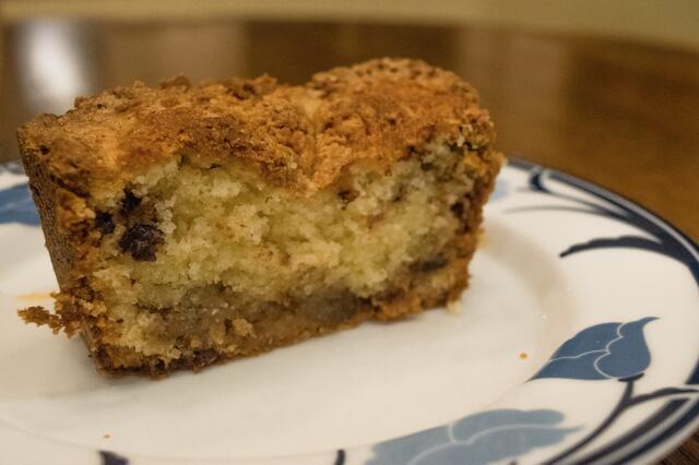 Sour Cream Coffee Cake with Chocolate and Jam (plated).