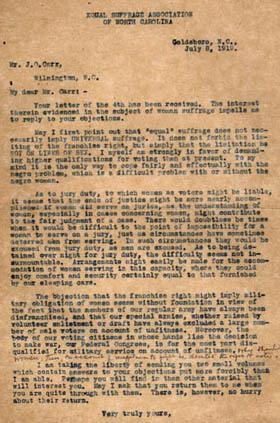 Letter from Gertude Weil to J.O. Carr, July 4, 1919