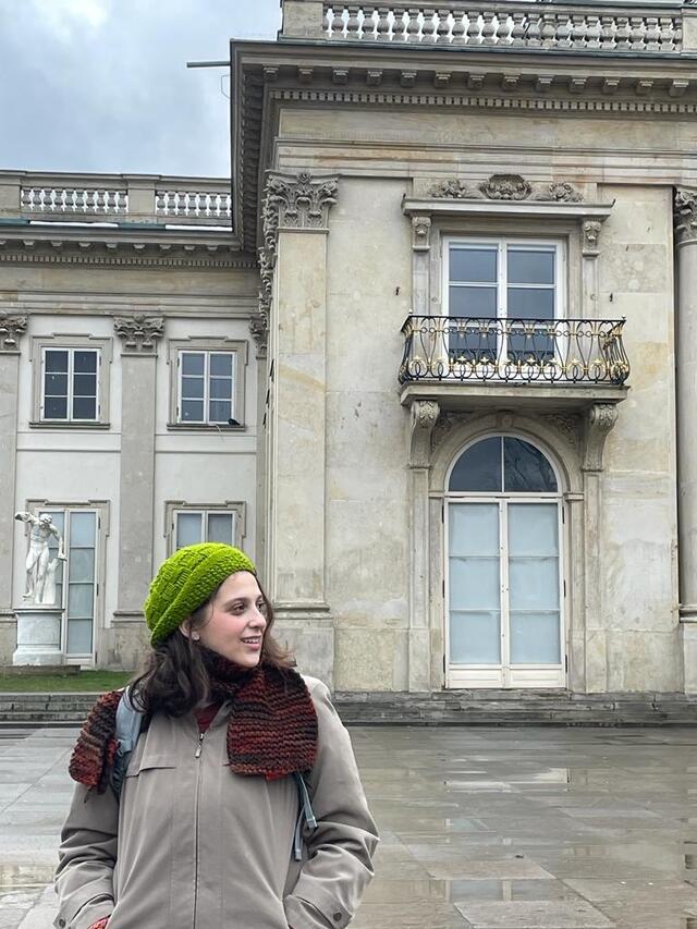 Woman standing in front of a building 