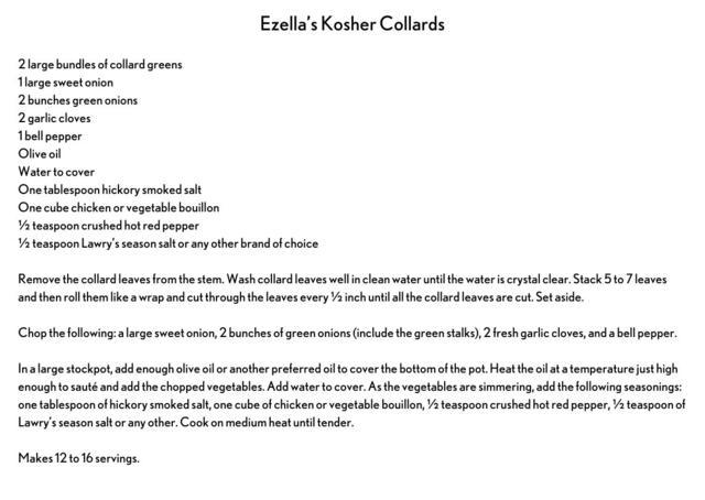 Ezella's Kosher Collards Recipe