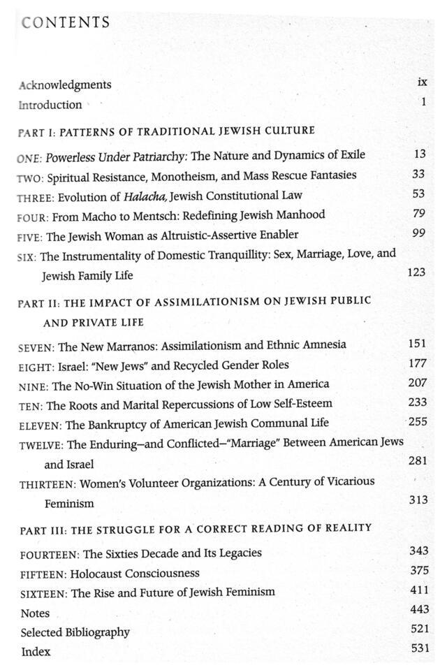 "Jewish Women, Jewish Men: The Legacy of Patriarchy in Jewish Life" Table of Contents