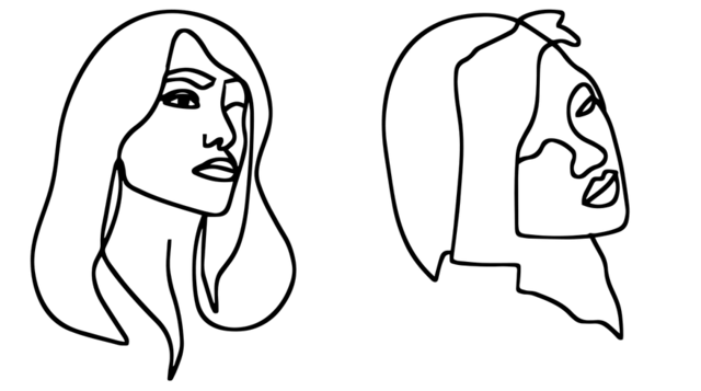 Line Drawings of Two Women's Faces Index Image