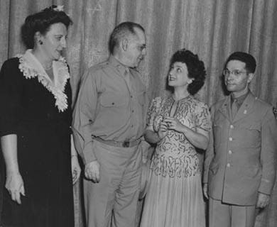 Molly Picon with General Holson, 1945