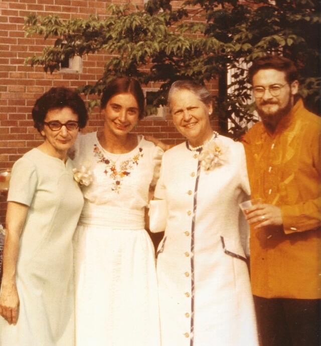 Emma and Walter Rous with their mothers at their wedding
