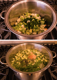Composite, from chopped vegetables to soup 