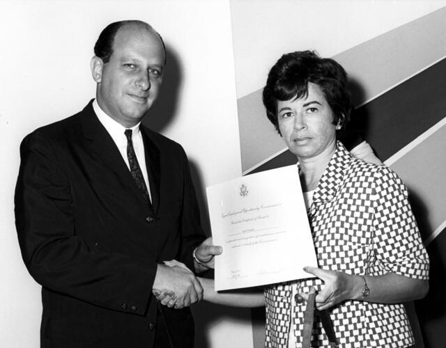 Sonia Pressman Fuentes receiving EEOC Superior Performance Award