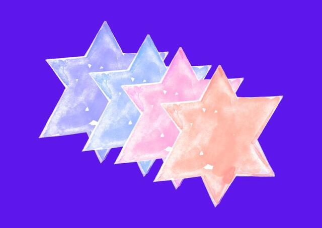 Collage of colorful stars of david
